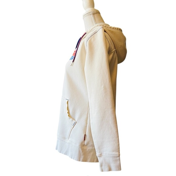 Mountain Hardwear women’s Cream Hoodie with Red and Blue Graphic size large - Picture 3 of 12